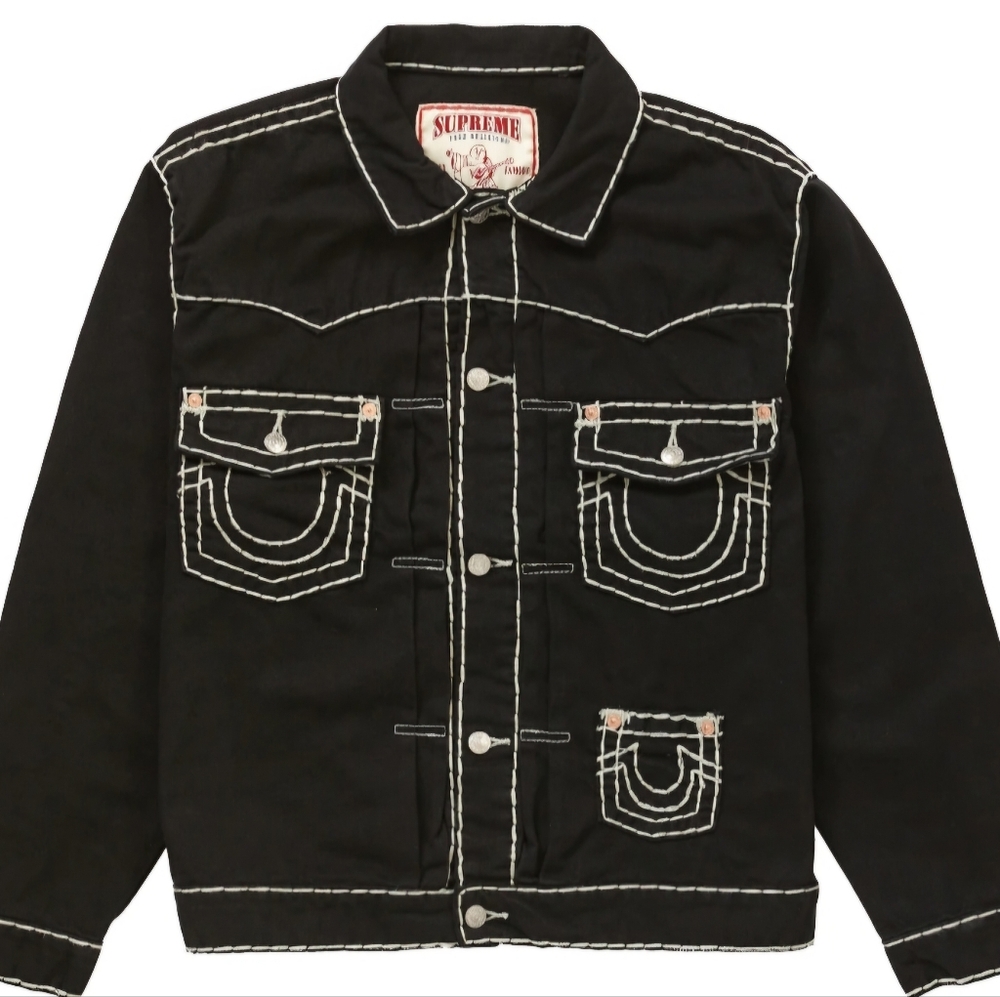Supreme true religion denim trucker jacket black large
